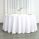 120 inch White Polyester Round Tablecloth