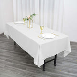 60"x102" White Polyester Rectangular Tablecloth