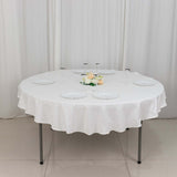 70" White Round 100% Cotton Linen Tablecloth Washable