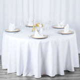 108" White Premium Polyester Round Tablecloth - 220GSM