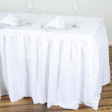 21ft White Pleated Polyester Table Skirt, Banquet Folding Table Skirt