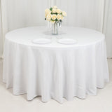 White Seamless Polyester Round Tablecloth 120inch Inherently Flame Retardant Table Cover