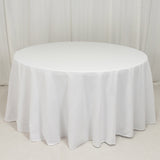 120inch White Cotton Blend Round Tablecloth Seamless for 5 Foot Table