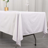 60"x102" White Premium Scuba Wrinkle Free Rectangular Tablecloth, Scuba Polyester Tablecloth