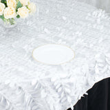 72x72inch White 3D Leaf Petal Taffeta Fabric Table Overlay