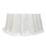 132inch White Cotton Blend Round Tablecloth Seamless for 6 Foot Table