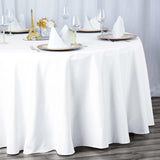 132inch White 200 GSM Seamless Premium Polyester Round Tablecloth