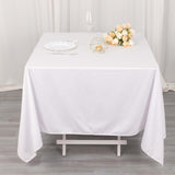 70" White Premium Scuba Wrinkle Free Square Tablecloth, Scuba Polyester Tablecloth