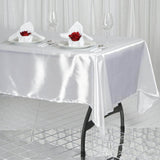 60"x102" White Smooth Satin Rectangular Tablecloth