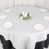 72x72Inch White Accordion Crinkle Taffeta Table Overlay, Square Tablecloth Topper