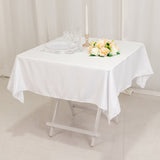 White Seamless Lamour Satin Square Table Overlay - 54inch