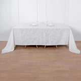 90x156 inch White Rectangular Tablecloth, Linen Table Cloth With Slubby Textured, Wrinkle Resistant