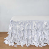 21FT White Curly Willow Taffeta Table Skirt