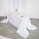 90x156Inch White Accordion Crinkle Taffeta Rectangular Tablecloth