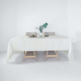 60"x126" White Rectangular Tablecloth, Linen Table Cloth With Slubby Textured, Wrinkle Resistant