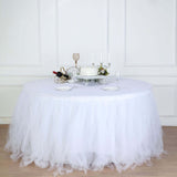 17FT | 4 Layer Tulle Tutu Pleated Table Skirts