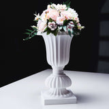 2 Pack | 20inch PVC Urn Planter, Floral Pedestal Flower Pot White Plant Stand