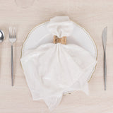 5 Pack White Premium Crushed Velvet Linen Napkins, Decorative Soft Cloth Dinner Napkins - 20x20inch