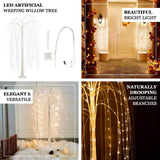 4ft Warm White 180 LED Artificial Weeping Willow Tree With Plug-in Adapter, Fairy Lighted White