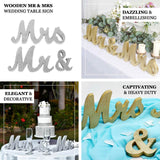 White Rustic Wooden Mr & Mrs Wedding Table Display Signs, Rustic Glam Freestanding