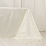 90"x156" Shimmer Pearl White Scuba Rectangle Tablecloth, Wrinkle Free Seamless Premium