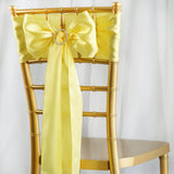 5pcs Yellow SATIN Chair Sashes Tie Bows Catering Wedding Party Decorations - 6x106"