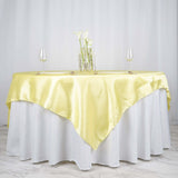 72" x 72" Yellow Satin Square Tablecloth Overlay