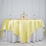 90"x90" Yellow Satin Square Table Overlay