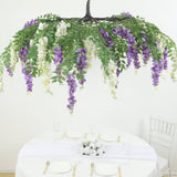 55inch Cream Purple Artificial Silk Wisteria Vine Round Hanging Canopy, Draping Garland Flower