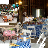 Buffalo Plaid Tablecloths | 120" Round | White/Blue | Checkered Gingham Polyester Tablecloth