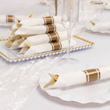 Set of 24 Pre Rolled White Paper Napkins with Gold Plastic Silverware