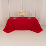 Red Cotton Linen Blend Rectangular Tablecloth Seamless 90x132inch for 6 Foot Table With Floor-Length