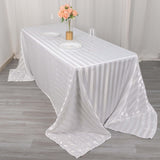 90x132inch White Satin Stripe Seamless Rectangular Tablecloth