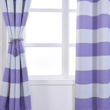 2 Pack | White/Lavender Lilac Cabana Stripe Thermal Blackout Curtains