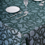 90x156inch Hunter Emerald Green Sequin Leaf Embroidered Tulle Rectangular Tablecloth