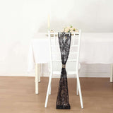 5 Pack Black Tulle Wedding Chair Sashes with Leaf Vine Embroidered Sequins