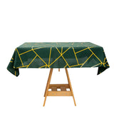 54"x54" Hunter Emerald Green Polyester Square Tablecloth With Gold Foil Geometric Pattern