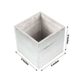 2 Pack | 6" Whitewash Square Wood Planter Box Set With Removable Plastic Liners