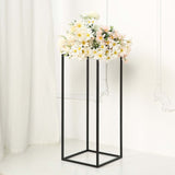 24Inch Rectangular Matte Black Metal Wedding Flower Stand, Geometric Column Frame Centerpiece