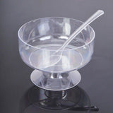 24 Pack | 6oz Crystal Clear Footed Disposable Dessert Cups With Spoons