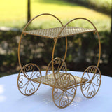 14inch Tall Gold Metal Cinderella Carriage Wedding Cake Stand, 2-Tier Princess Carriage Cupcake