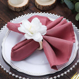 4 Pack White Silk Jasmine Flower Napkin Rings with Wooden Holder, Rustic Boho Serviette Buckles