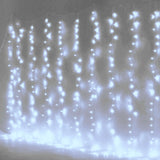 10ft Cool White 300 LED Icicle Curtain Fairy String Lights with 8 Modes#whtbkgd