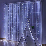 10ft Cool White 300 LED Icicle Curtain Fairy String Lights with 8 Modes