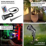 6W Multi-Color RGB LED Backdrop Uplight, Outdoor Landscape Spotlight With Remote Control