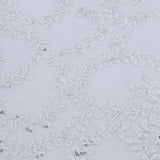 72"x72" Silver Sequin Leaf Embroidered Tulle Table Overlay, Square Sheer Table Topper