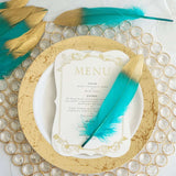 30 Pack | Metallic Gold Dipped Turquoise Real Goose Feathers | Craft Feathers for Party Decoration