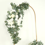 Set of 2 White Silk Rose Wedding Arch Flowers with Eucalyptus Leaves