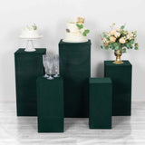 Set of 5 Hunter Emerald Green Rectangular Stretch Fitted Pedestal Pillar Prop Covers