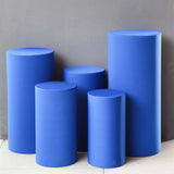 Set of 5 Royal Blue Cylinder Stretch Fitted Pedestal Pillar Prop Covers